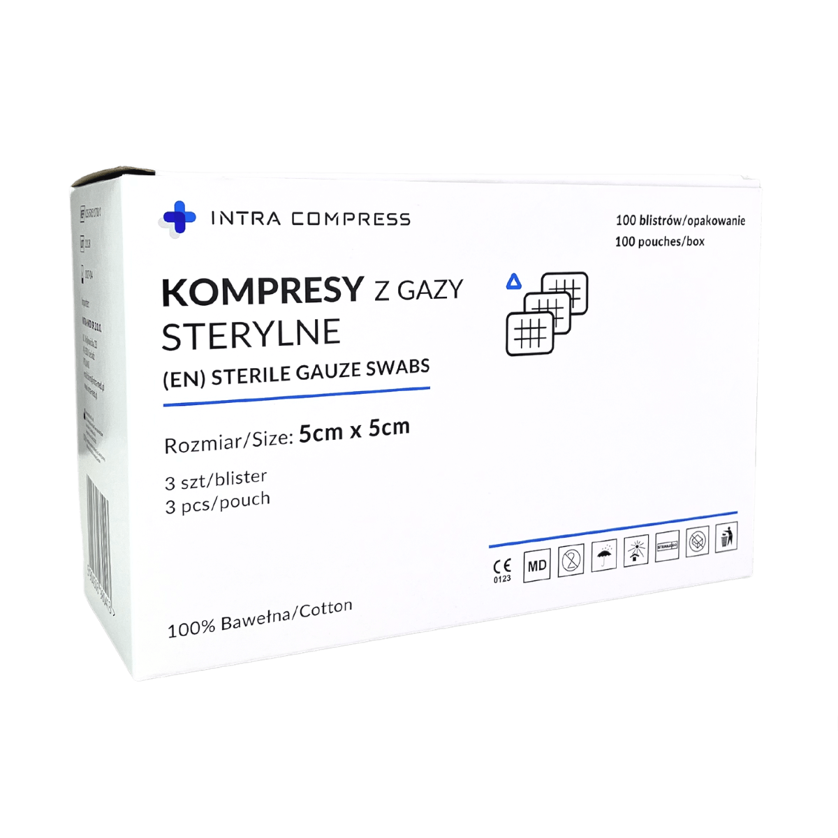 Jałowy kompres z gazy 5x5cm 17N 8W 3szt. IntraMED op.zbiorcze