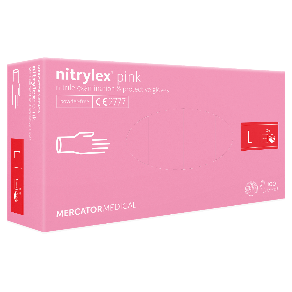Rękawiczki nitrylowe różowe bezpudrowe 100szt. Nitrylex Pink L Mercator Medical