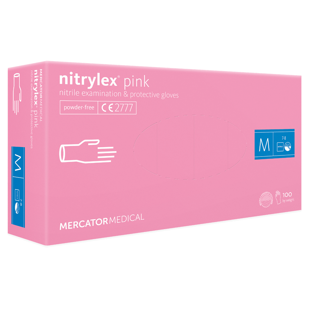 Rękawiczki nitrylowe różowe bezpudrowe 100szt. Nitrylex Pink M Mercator Medical
