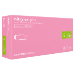 Rękawiczki nitrylowe różowe bezpudrowe 100szt. Nitrylex Pink S Mercator Medical