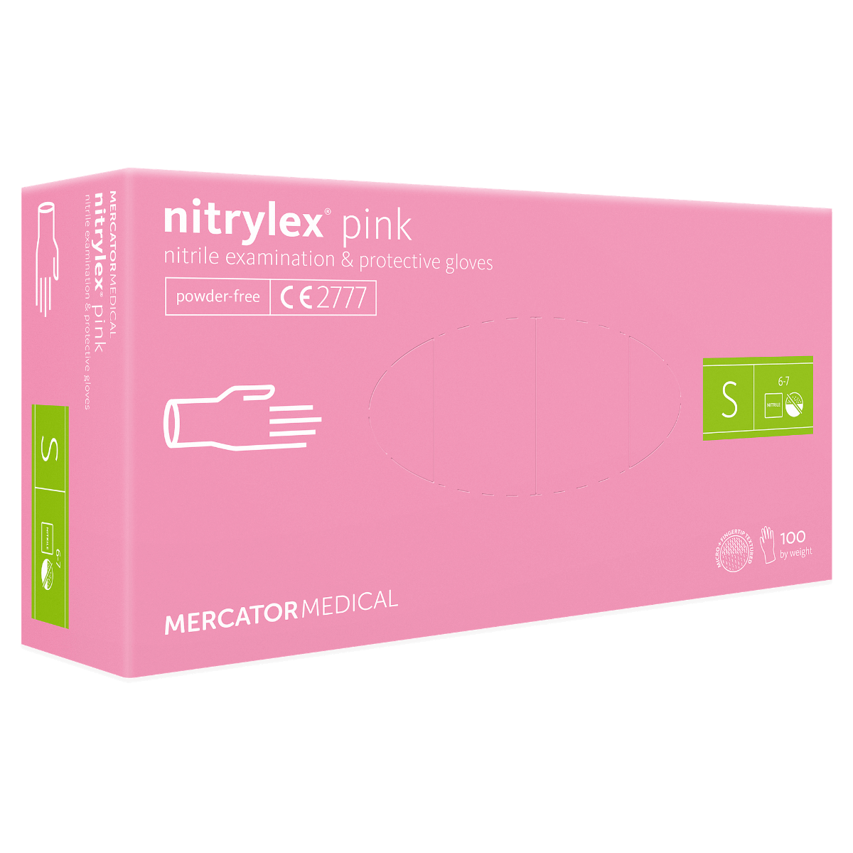 Rękawiczki nitrylowe różowe bezpudrowe 100szt. Nitrylex Pink S Mercator Medical
