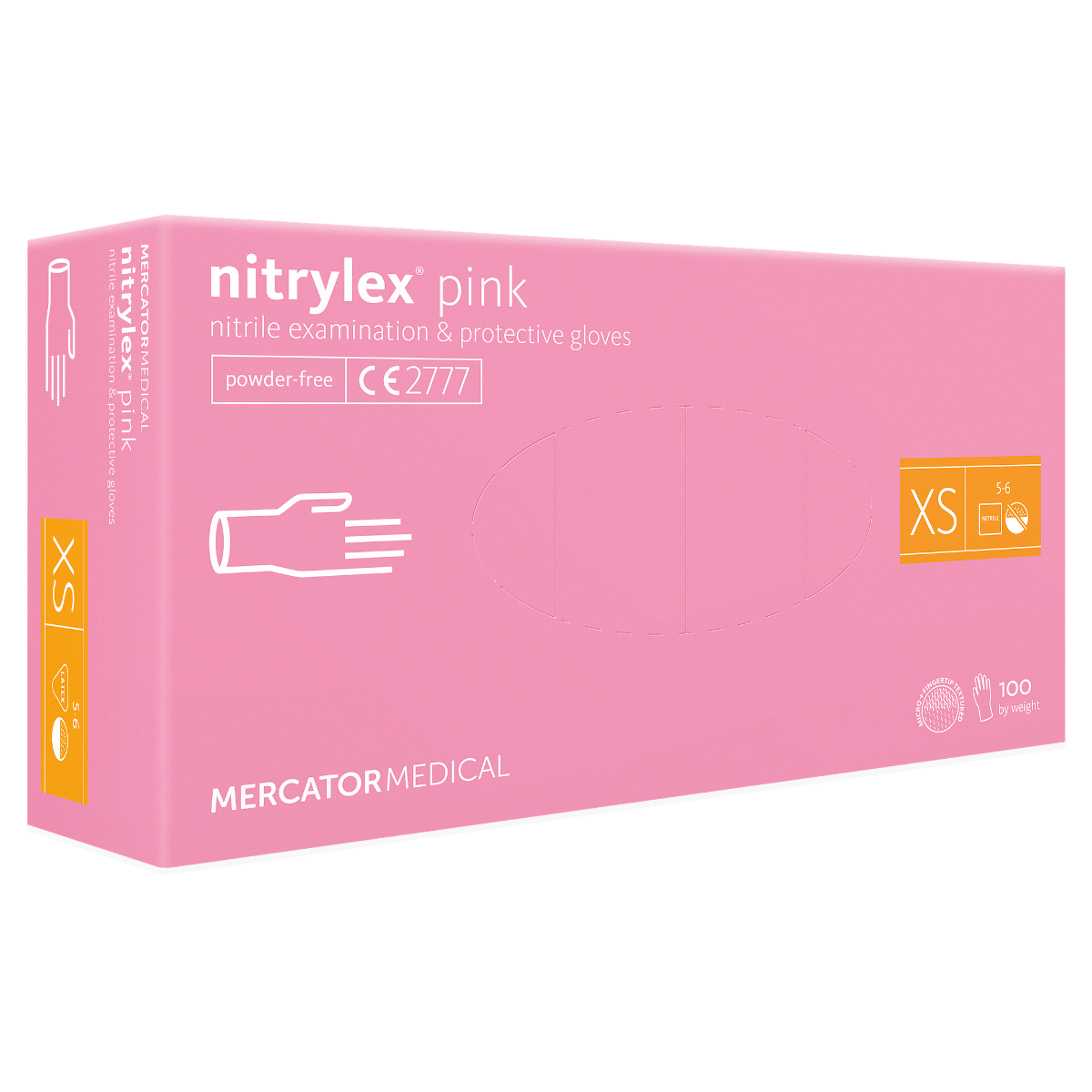 Rękawiczki nitrylowe różowe bezpudrowe 100szt. Nitrylex Pink XS Mercator Medical